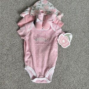 Pink and White Bodysuit with Ruffled Trim